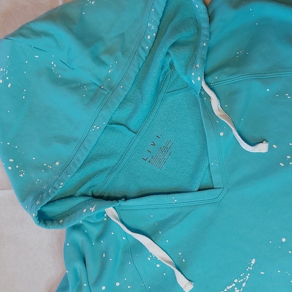 Blue Livi Active Lane Bryant Paint Splatter Hoodie Sweatshirt 2X 18 20 - Picture 3 of 6